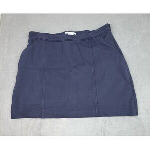 Boden A Line Mini Skirt Women 14R Blue Lightweight Mixed Cotton Hidden Zip Swiss